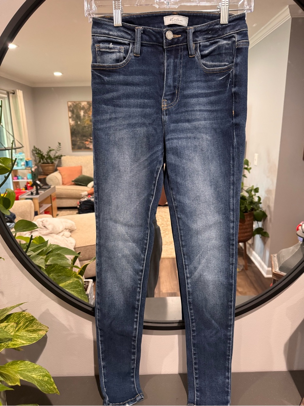 KanCan dark wash Skinny Jeans with Faded Detail